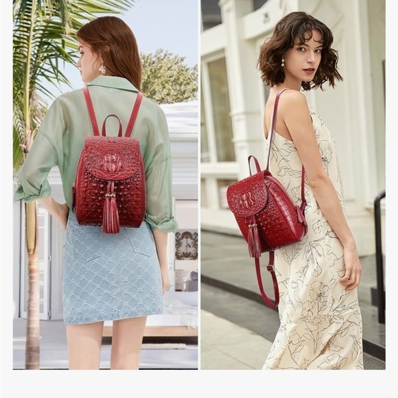 PIJUSHI Crocodile Leather Backpack Purse for Women Crocodile bag main image 10